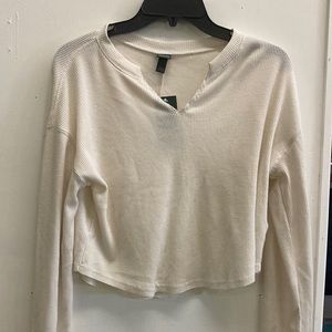 Wild fable almond/cream cropped long sleeve